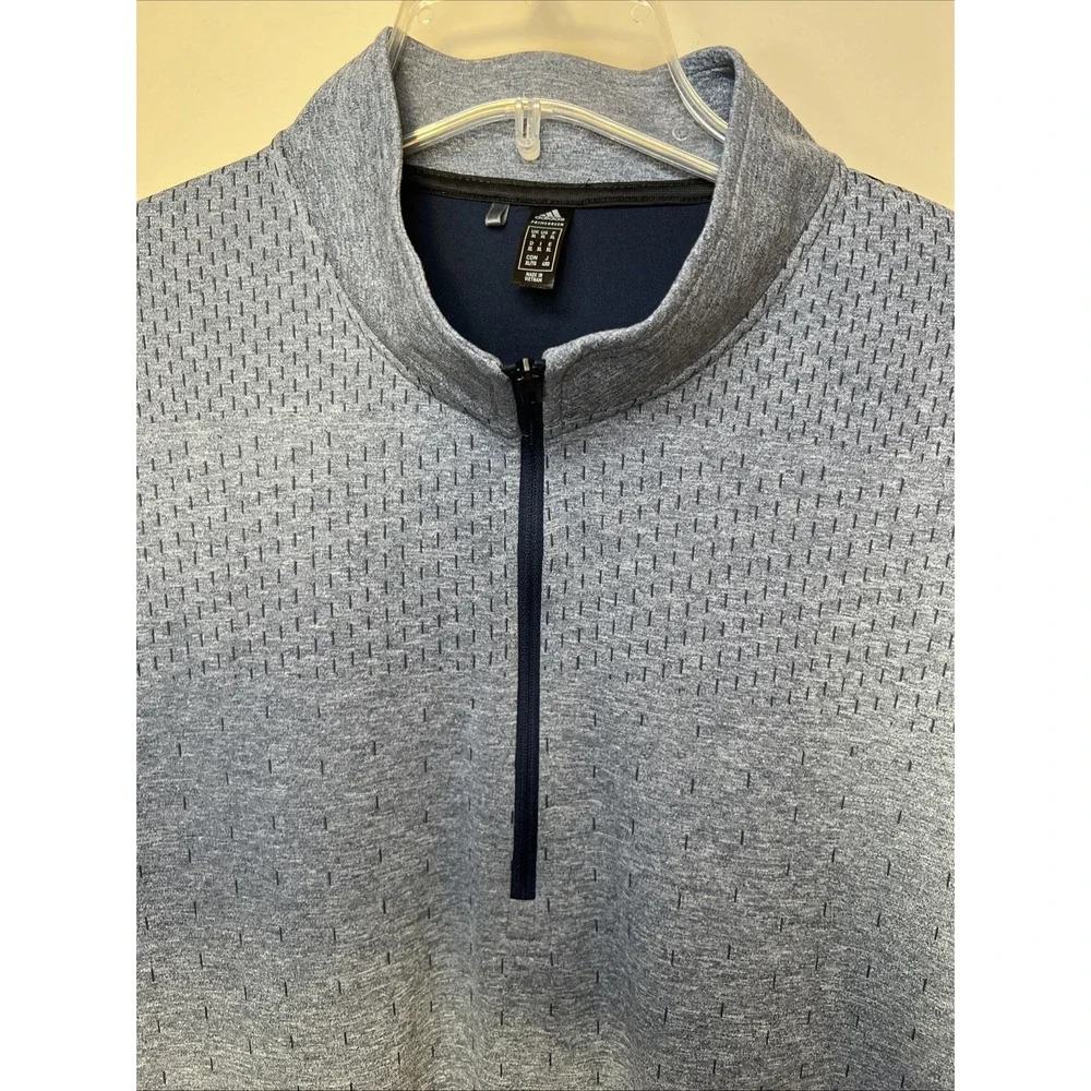 adidas Primegreen Men's XL Blue Gray 1/4 Zip Golf Pullover Performance